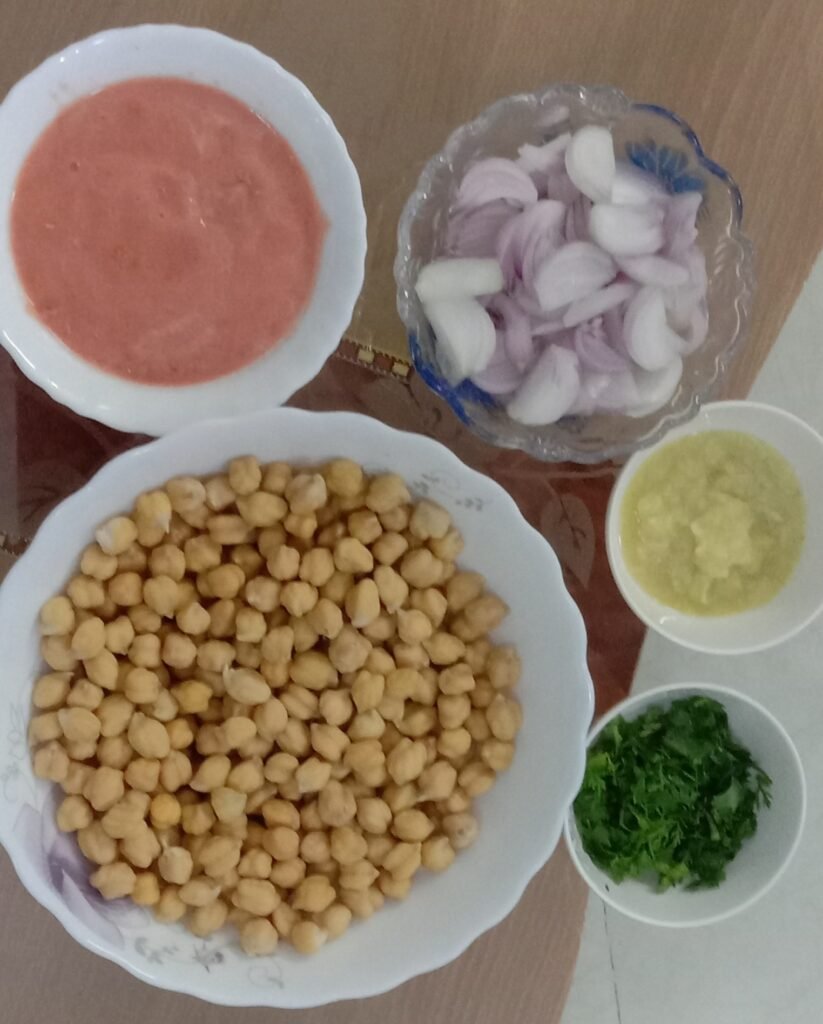 Chole, Sliced onion and paste, Chole bhature recipe.
