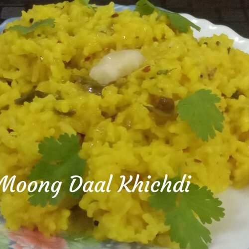 Moong dal khichdi in serving plate, Moong dal khichdi.
