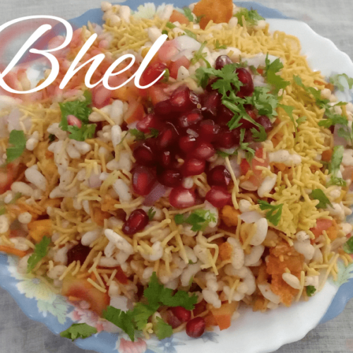 Bhel in serving plate, Bhel recipe.