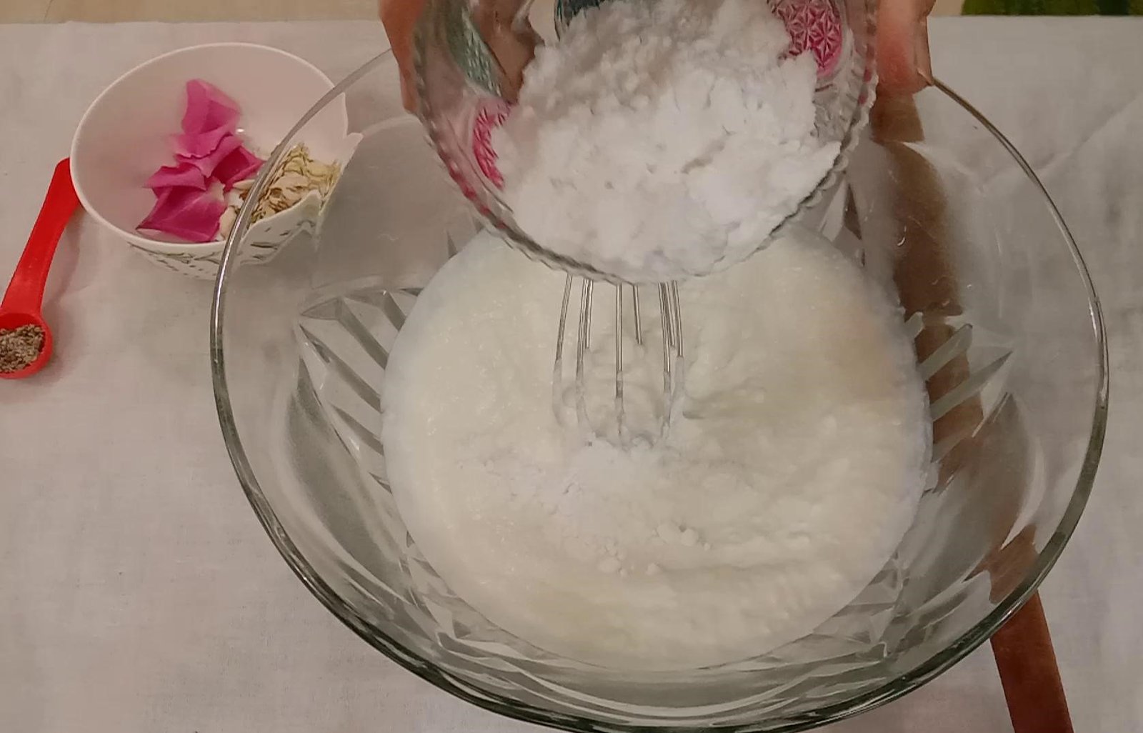 Adding powdered sugar, Sweet Lassi and Masala Lassi recipe.