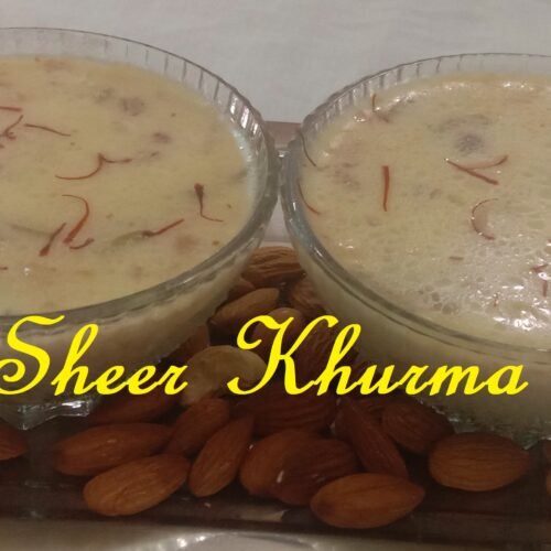 Sheer khurma in bowl, Sheer khurma recipe.