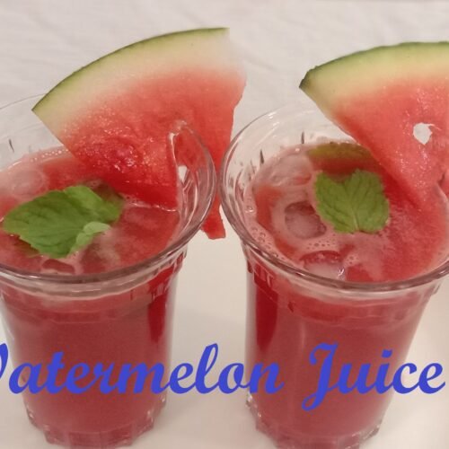 Watermelon Juice with garnishing in glasses, Watermelon juices.