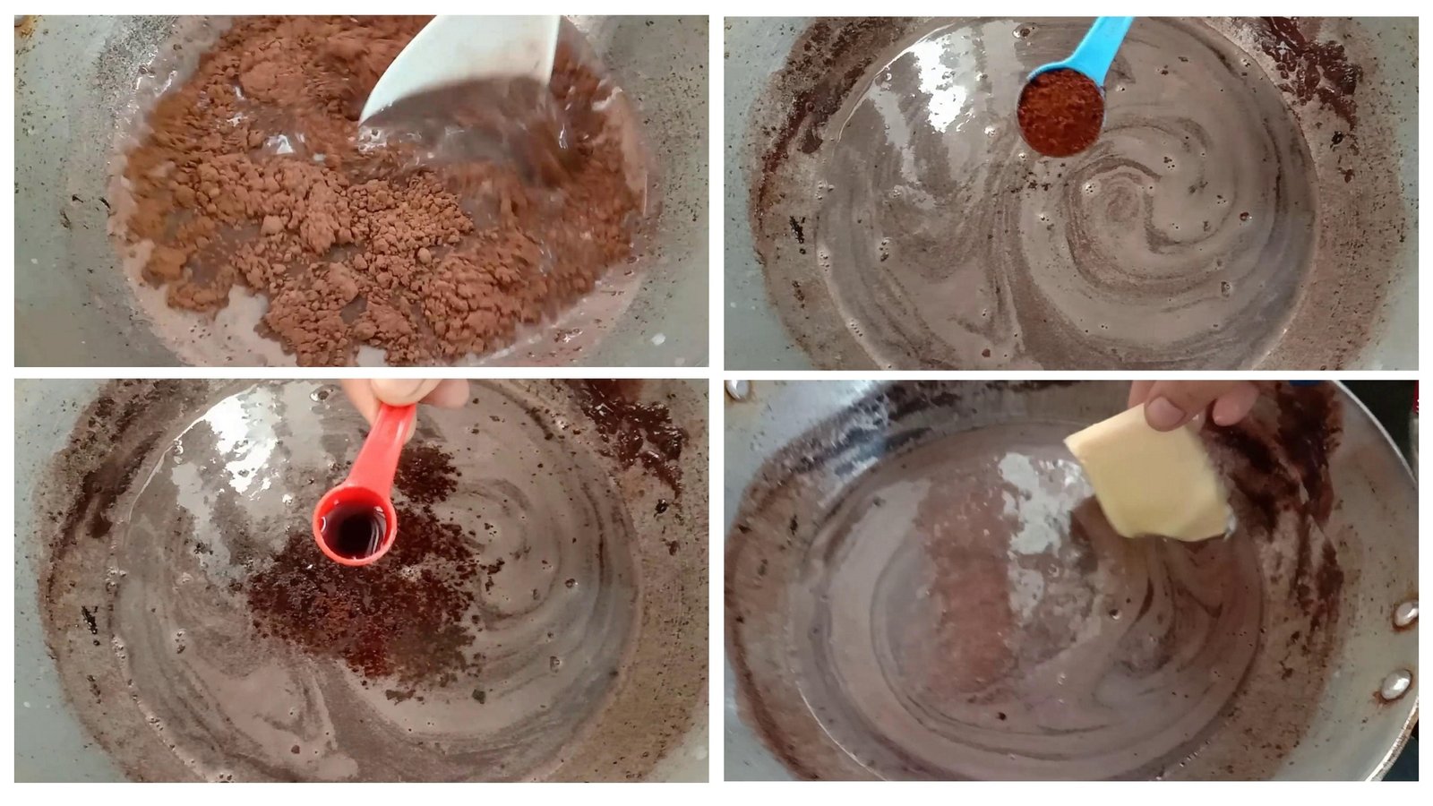 Adding Cocoa powder, coffee powder & butter, Chocolate Bread Pudding | Bread Pudding Recipe