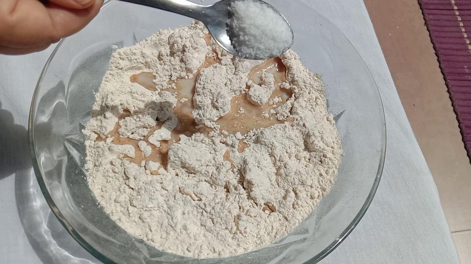 Adding salt to flour, Egg paratha | Anda paratha recipe